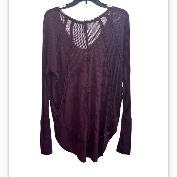 Free People We the Free Catalina Thermal Tunic Top Long Sleeve Burgundy Womens S - Picture 5 of 5
